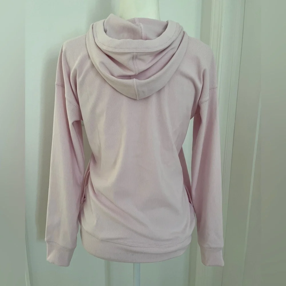 Abercrombie legging-friendly cozy rib popover hoodie powder pink Sz 13/14 *O22
